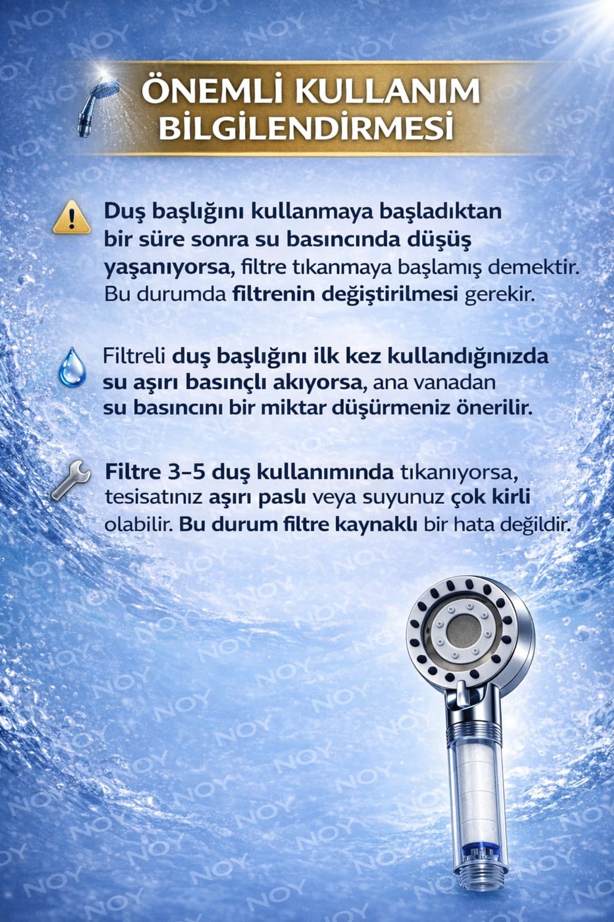 Krom duş başlığı filtre detayı