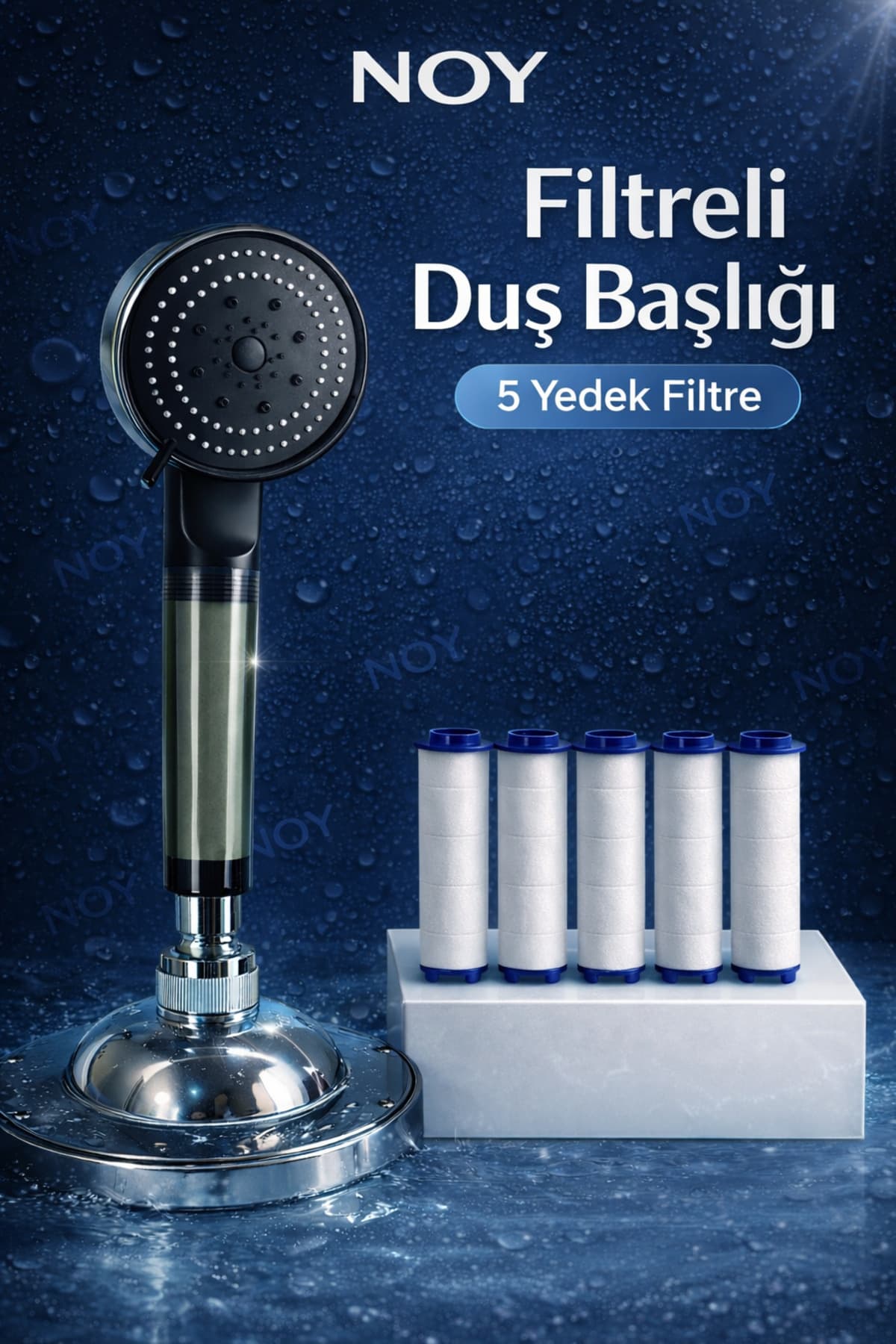 Siyah duş başlığı yedek filtreler