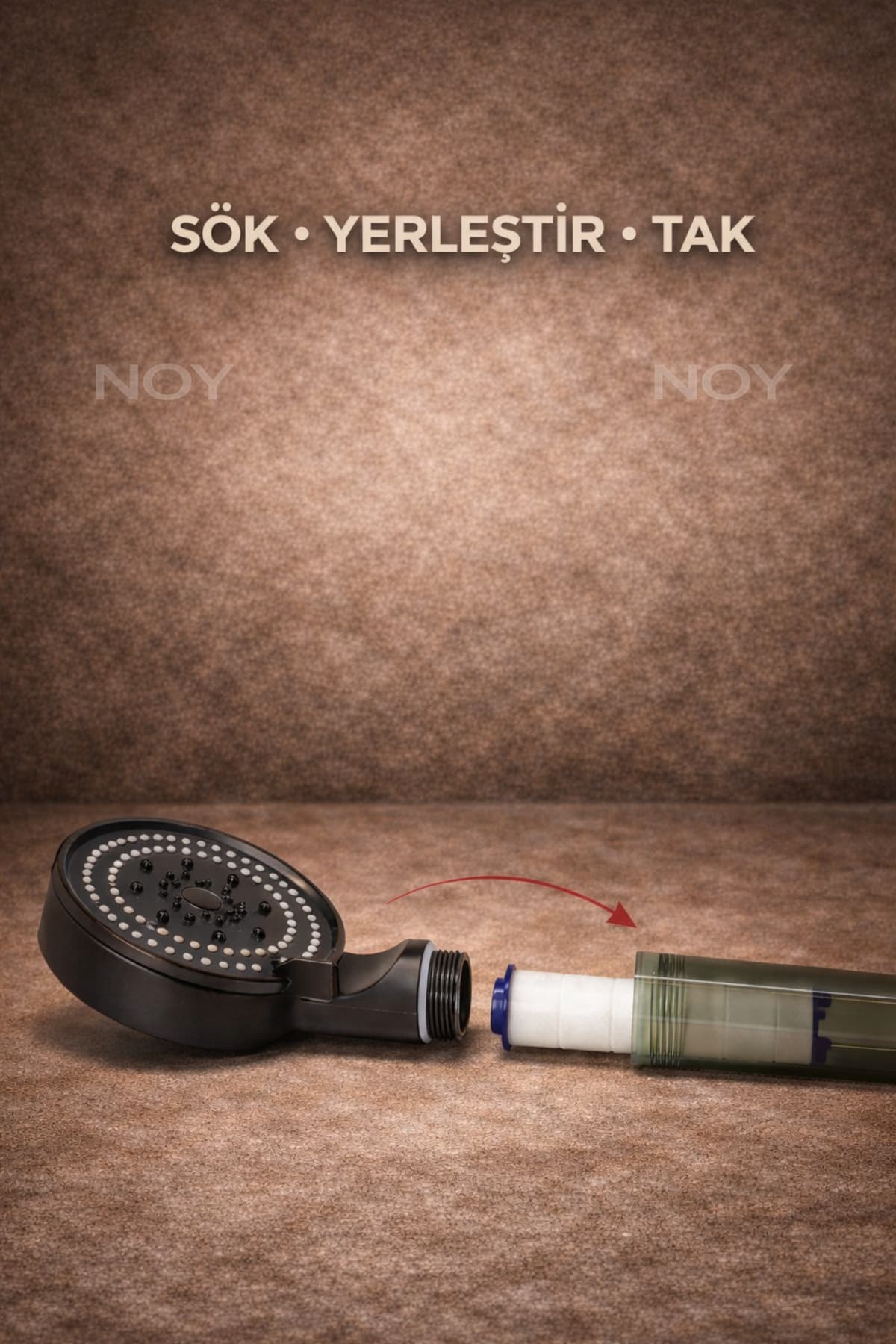 Siyah duş başlığı kullanım