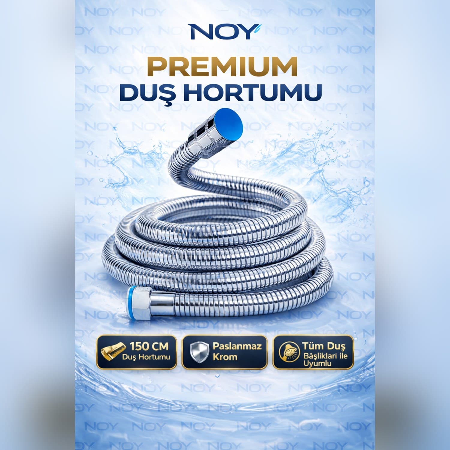 150 cm paslanmaz krom duş hortumu