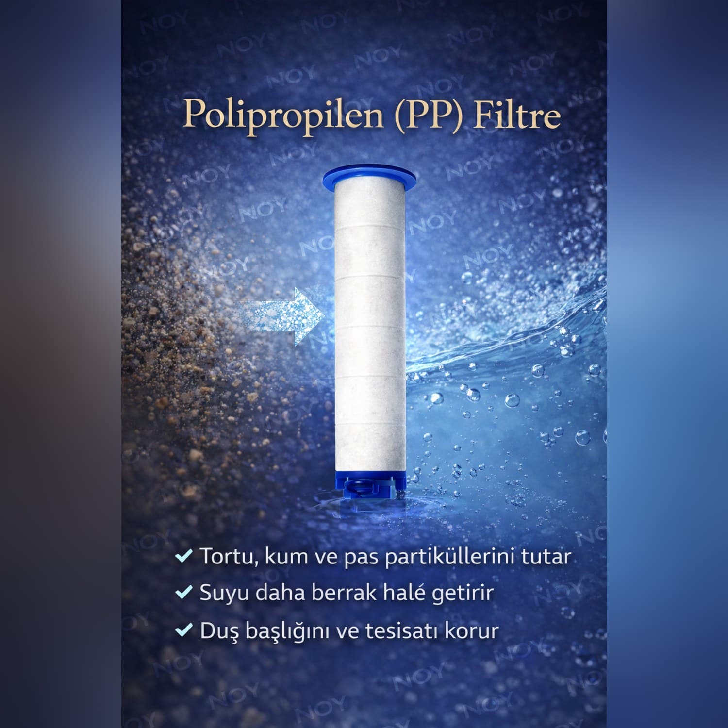 Polipropilen (PP) filtre tortu, kum ve pas partiküllerini tutar